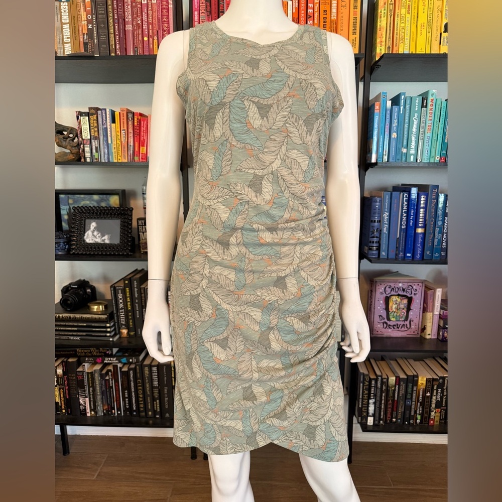 Nine West Leaf Pattern Midi Dress - Green and Beige